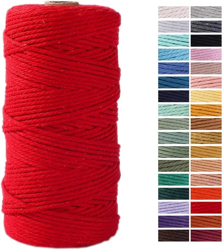 Miniatura 76 de Cuerda de Macramé Gris Claro 3mm x 109 Yardas, Cuerda de Algodón de Colores Cuerda para Manualidades Cuerda de Algodón Colorida para Colgar