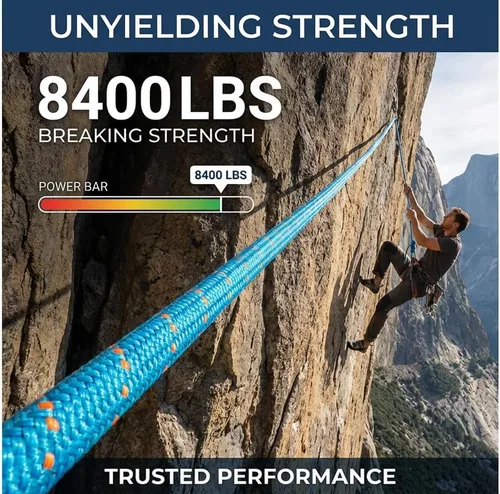 Miniatura 2 de Zeluga 15-135 - Cuerda estática de arbolista doble trenzada – 0.55 pulgadas x 125 pies, resistencia a la rotura de 8400 libras – Cuerda de escalada