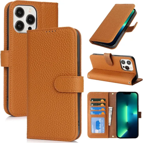 Miniatura 27 de Zouzt Funda para iPhone 11 de 6.1 pulgadas de piel auténtica con 4 ranuras para tarjetas, tarjetero con bloqueo RFID, tapa magnética, función atril