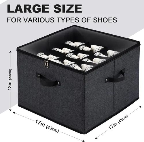 Miniatura 4 de Mayniu Paquete de 2 organizadores de zapatos - Caben 32 pares, grandes cajas de almacenamiento de zapatos, cubos con mangos reforzados, organizador