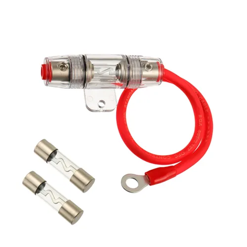 Portafusibles AGU 20A con cable de alimentación de calibre 8 AWG de 1 pie, 99.9% cobre sin oxígeno