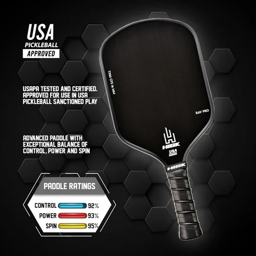 Miniatura 4 de RAV PRO Paleta de Pickleball - Ultimate HIGH END de 16mm Fibra de Carbono Cruda Toray T700 Japonesa con Excelente Textura de Rugosidad GRIT, Curva