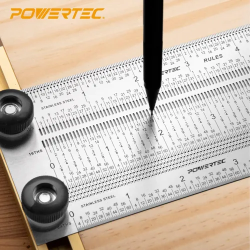 Miniatura 4 de POWERTEC Cuadrado de carpintero, Marcado de precisión T-Square, Rafter Square, Marcado de precisión T Regla, Herramientas para prensa de taladro