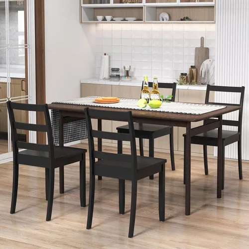 Miniatura 2 de NAFORT - Juego de 4 sillas de comedor negras de madera, sillas de cocina sin brazos con patas de madera de goma sólida, almohadillas Negro
