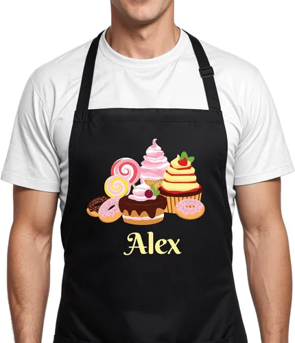 Miniatura 6 de Delantal de hornear personalizado con nombre personalizado, delantal de cocina personalizado, regalo del día de la madre para mamá, regalos de arte