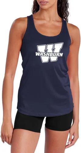 Miniatura 61 de Camiseta deportiva sin mangas oficial de NCAA Collegiate para mujer, con espalda cruzada, colección con logotipo primario