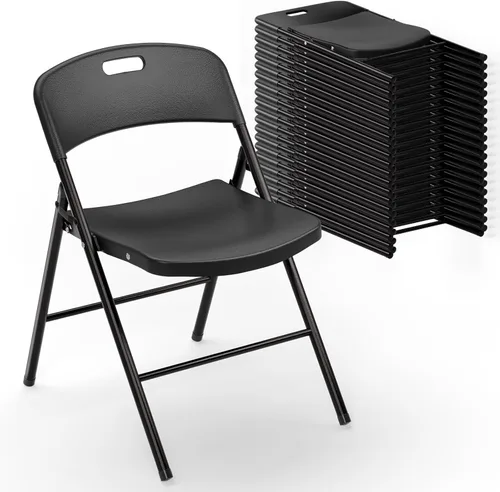 Miniatura 15 de VINGLI Sillas plegables, silla plegable de plástico, capacidad de hasta 350 libras, asientos portátiles para interiores y exteriores, eventos, Negro