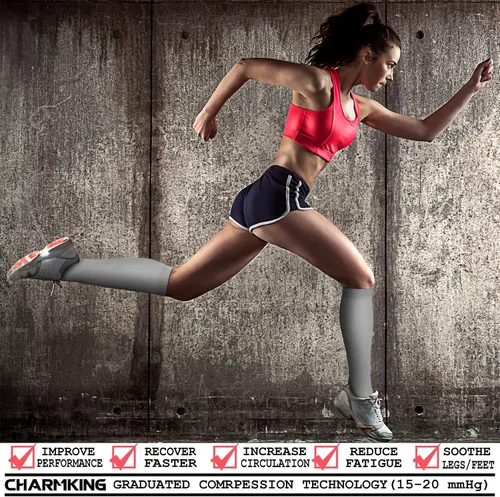 Miniatura 2 de CHARMKING Calcetines de compresión para mujeres y hombres (4 pares) de 15 a 20 mmHg es el mejor apoyo para atletismo, correr, ciclismo