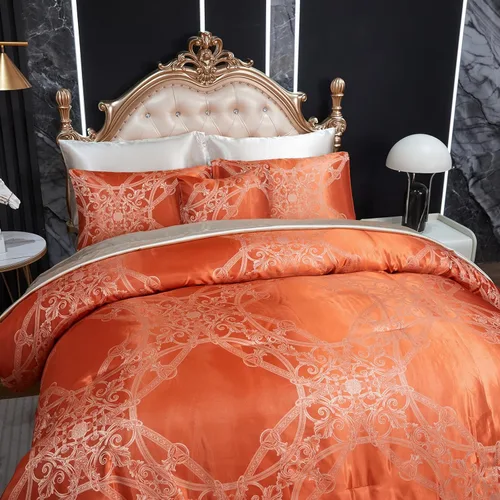 Miniatura 13 de Juego de edredón Queen de jacquard verde, juego de sábanas, elegante juego de ropa de cama de 8 piezas bordado, diseño floral neoclásico, decoración