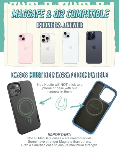 Miniatura 5 de Cartera Smartish para iPhones MagSafe - Side Hustle - Soporte magnético desmontable delgado para tarjetas para Apple iPhone 17/16/15/14/13/12/13/12