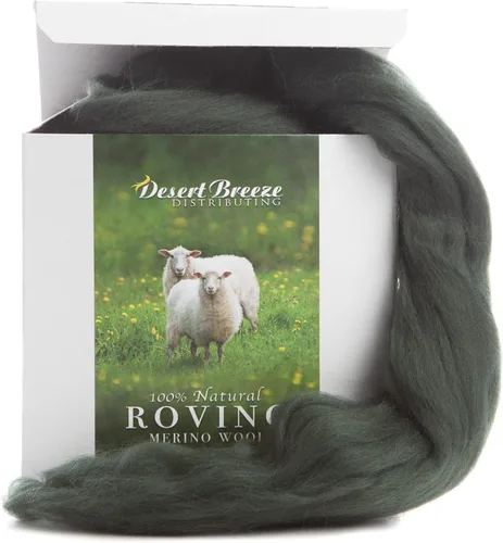 Miniatura 6 de Desert Breeze Distributing – 100% lana merino natural Roving, lana para hilar, hilo de tapiz, fieltro de aguja, fieltro húmedo, hilado grande, 19