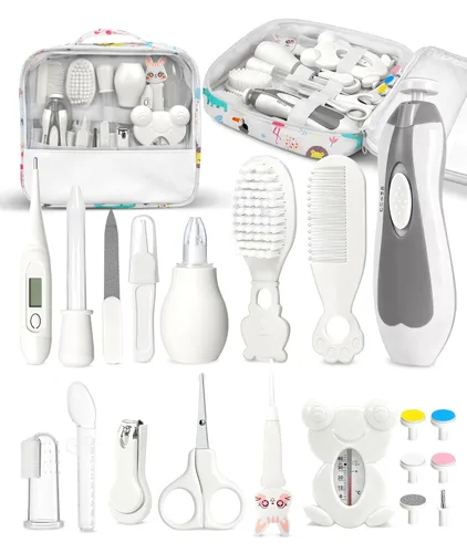 Kit de cuidado de la salud y aseo para bebés, kit de cortadora de uñas de seguridad eléctrica, kit de cuidado para recién nacidos con peine de Blanco