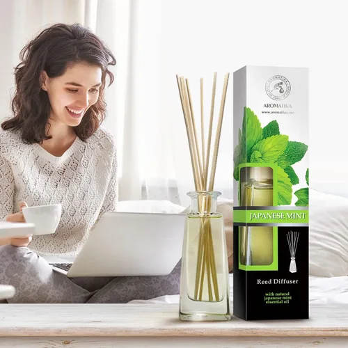 Miniatura 2 de Difusor de varillas de menta japonesa, 3.4 onzas líquidas, difusor perfumado con palos de ratán, fragancia de menta, recarga de difusor