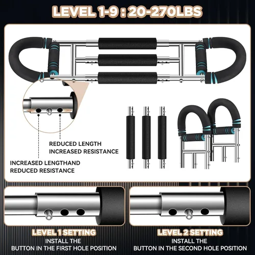 Miniatura 4 de Twister Arm Trainer with Grip Strength Trainer, 20-270lbs Adjustable & 20-160lbs Foldable Options, Chest Workout Equipment, Arm Trainer for Men
