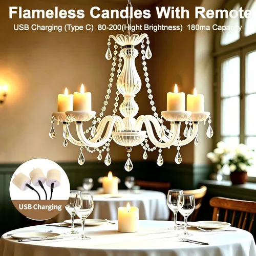 Miniatura 5 de Velas de té recargables sin llama con temporizador remoto, 1.5 x 2.2 pulgadas, velas votivas eléctricas falsas parpadeantes para aniversario, boda