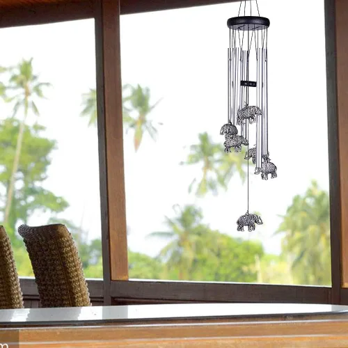 Miniatura 5 de Campanillas de viento de elefante al aire libre para decoración de interiores – Campana de viento romántica hecha a mano pura de 28 pulgadas