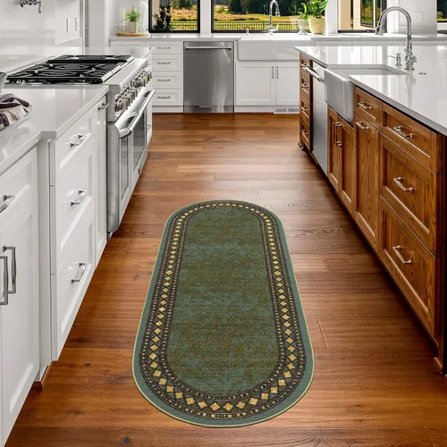 Miniatura 53 de Antep Rugs - Alfombras modernas con bordes, antideslizantes (antideslizante), de perfil bajo con respaldo de goma, para cocina, juego de 2 piezas