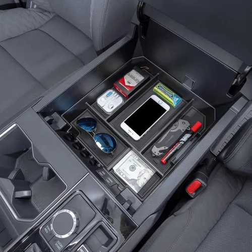 JDMCAR Organizador de consola central compatible con accesorios Toyota Tundra 2022-2025 2026 y reposabrazos Toyota Sequoia 2023-2026, caja de Negro