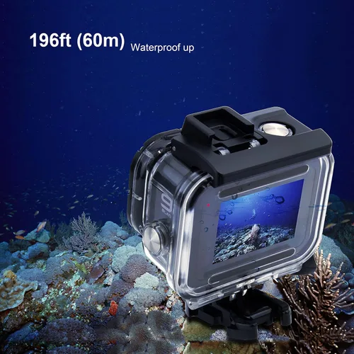 Miniatura 2 de GEPULY Funda impermeable con 2 zapatos fríos para GoPro Hero 13 12 11 10 9 Negro 316 Anti-Rust,196FT/60M Waterproof,Underwater Case Fits Mic &
