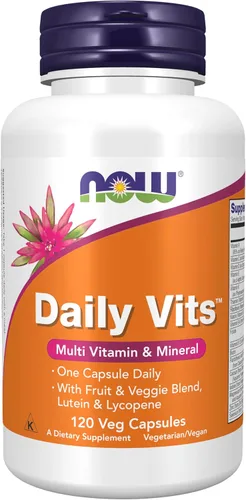 NOW Foods Suplementos, Daily Vits™ con mezcla de frutas y verduras, luteína y licopeno, 120 cápsulas vegetales