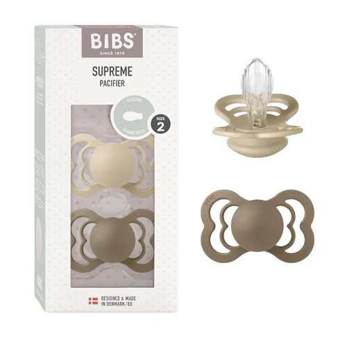 Miniatura 14 de BIBS Supreme Chupete para Bebé Paquete de 2 Hecho en Dinamarca Chupete Tranquilizador Sin BPA, Pezón Simétrico. Silicona, Talla 1 (0-6 Meses)