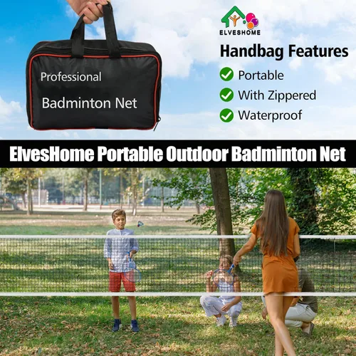 Miniatura 6 de Red de bádminton portátil profesional – 20 pies x 2.5 pies, ideal para patio trasero, playa, patio escolar y competencia, incluye bolsa de transporte