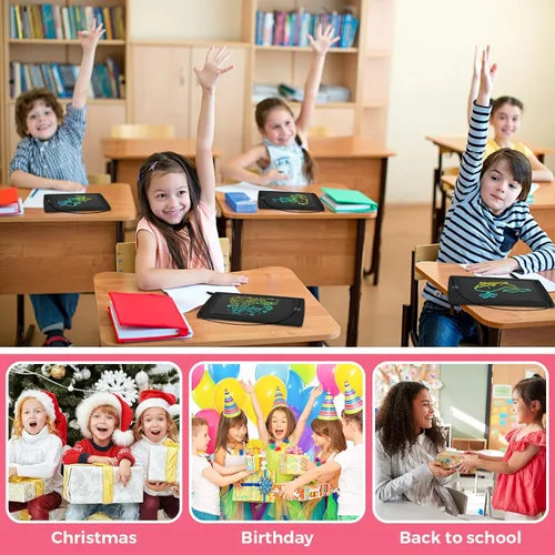 Miniatura 5 de Zhehao 32 tabletas de escritura LCD para niños a granel de 8.5 pulgadas, tablero de garabatos colorido borrable, juguete educativo, regalo de Negro