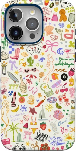 Miniatura 75 de Funda Casely para iPhone 15 Pro Max Todas las sonrisas Adhesivo de cara sonriente Compatible con MagSafe Diseño protector audaz