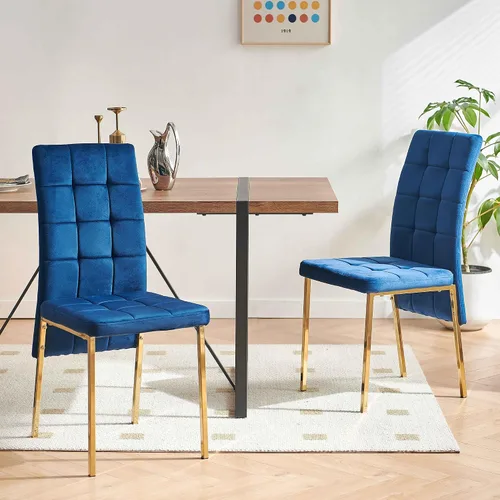 Miniatura 3 de Homedot Juego de 2 sillas de comedor de terciopelo, cómodas sillas de cocina para el hogar, silla lateral tapizada, sin brazos, diseño único