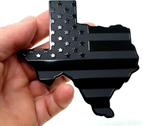 Miniatura 6 de Emblema de metal para guardabarros de automóvil con bandera negra del estado de Texas para automóviles y camiones (3 x 4 pulgadas, negro)