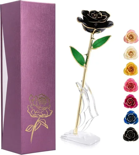 Miniatura 8 de Ejoyous Regalo de rosa para el día de la madre para mamá, rosa sumergida en oro de 24 quilates chapada en oro real preservada para siempre con Rosa