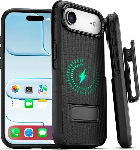 Miniatura 18 de MOTIVE Funda para iPhone 15 con clip para cinturón, magnética compatible con MagSafe, combo de funda de carcasa a prueba de golpes, funda para Negro
