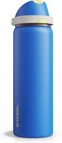 Miniatura 47 de ENCOOL Botella de agua aislada con popote, botella de agua de acero inoxidable con tapa de botón, a prueba de fugas y sin BPA, mantiene el frío Atún