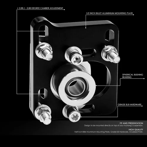 Miniatura 2 de DNA Motoring CBK-PLT-FM94-BK Placas delanteras ajustables +/- 2.5 Camber/Caster en espiral