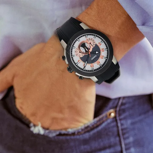 Miniatura 17 de MULCO Relojes para hombre - Creek, caja de acero inoxidable con correa de silicona para la muñeca, movimiento multifuncional de cuarzo, pantalla