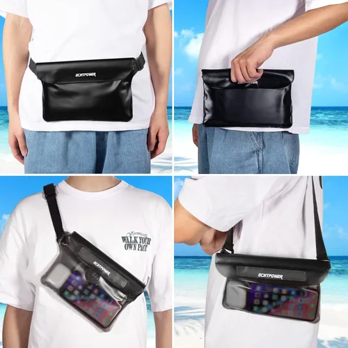 Miniatura 7 de ECHTPower Paquete de 2 bolsas impermeables, riñonera impermeable, bolsa seca impermeable con correa ajustable para la cintura para playa, natación