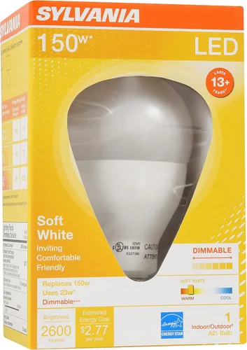 Miniatura 3 de Sylvania - Bombilla LED A21, 23 W, equivalente a 150 W, regulable, 2600 lúmenes, 2700 K, blanco suave, 1 paquete (79714)