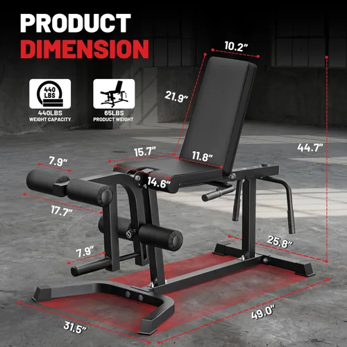 Miniatura 3 de PAPABABE Máquina de extensión y rizado de piernas, máquina ajustable de piernas, extensión de piernas sentadas y máquina de flexión de piernas