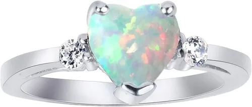 CloseoutWarehouse - Anillo de plata con circonita cúbica en forma de corazón (opciones de color, tallas 3-15)
