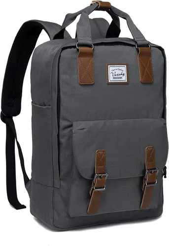 Miniatura 11 de VASCHY Mochila para computadora portátil para mujeres/hombres, mochila de viaje de trabajo de 15.6 pulgadas, mochila vintage resistente al agua
