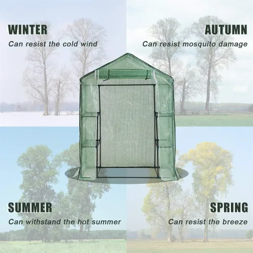 Miniatura 6 de FDW Mini invernadero portátil para interiores y exteriores, 4.9 pies de largo x 2.4 pies de ancho x 6.4 pies de alto, estantes para plantas, toldo