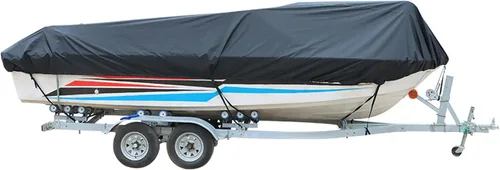 Heavy Duty 210D - Cubierta para lancha de pesca remolcable V-Hull Tri-Hull Runabouts 11-22ft Negro