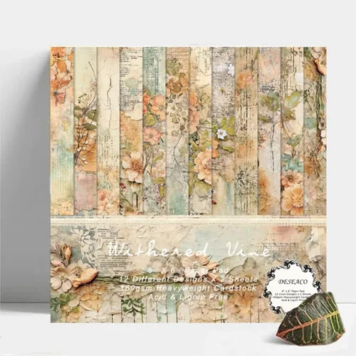 Miniatura 20 de Bloc de recortes de flores de abeja de miel, 24 hojas de 6 x 6 pulgadas, hojas de manualidades de un solo lado para hacer tarjetas, diarios