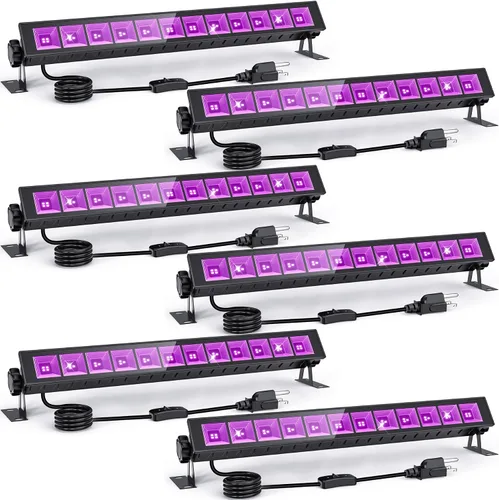 Miniatura 8 de Paquete de 2 barras de luz negra UV de 45 W, luces negras LED de 395 NM para fiesta brillante, pintura corporal, Halloween, carteles fluorescentes