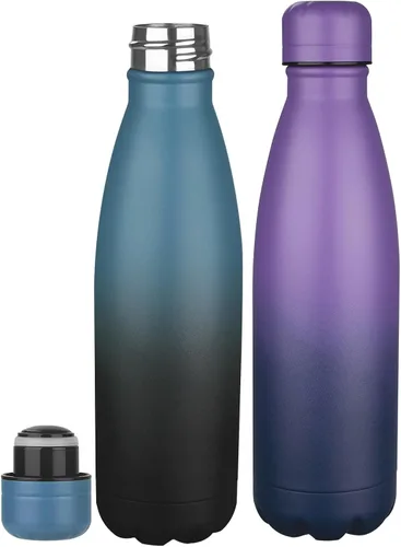 Miniatura 25 de OWS - Botellas de agua aisladas de 17 onzas a granel paquete de 1/2/4 botellas de agua deportivas de metal, botella de doble pared al vacío sin BPA