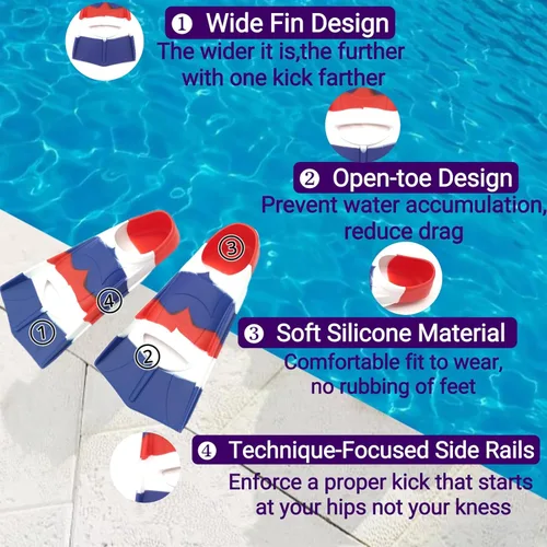 Miniatura 129 de Gugmoy Kids Swim Fins,Comfortable Silicone Flippers for Swimming and Diving,Size Suitable Beginners Kids Girls Boys Adults