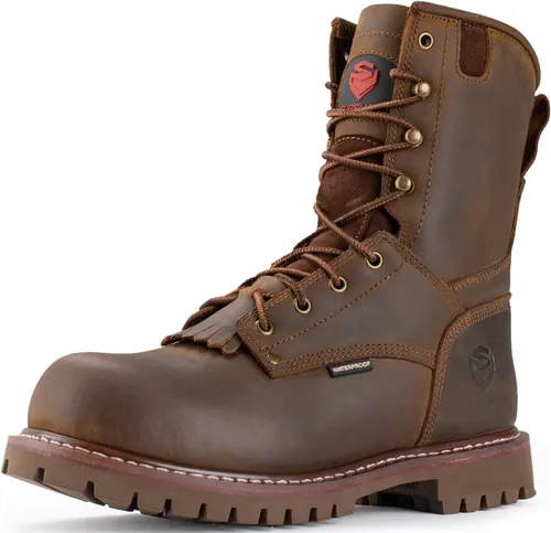 Miniatura 11 de SUREWAY Men's 8" Waterproof Steel-Toe Logger Work Boot,Superior Oil/Slip Resistant,Thicker Full Grain Leather,Wedge Rubber Sole,EH Rated