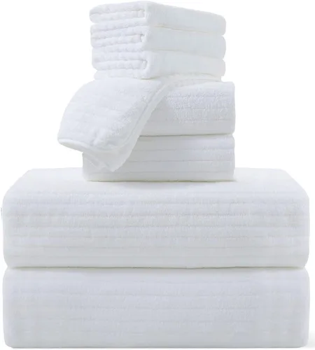 Miniatura 30 de Mistyrose Toalla de diseño acanalado (verde, toallas de baño de 4 piezas)