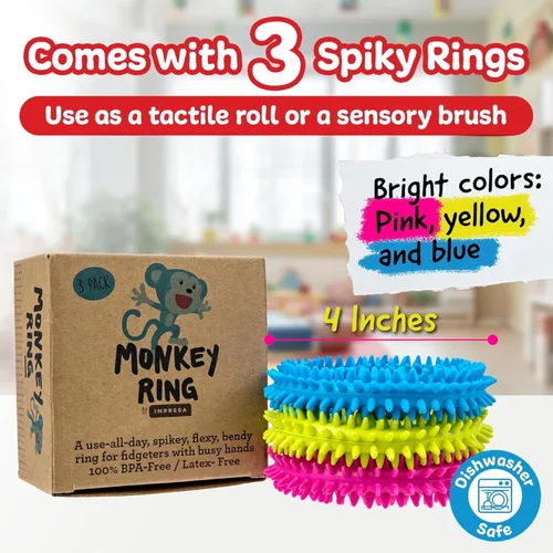 Miniatura 6 de Anillo sensorial con puntas / Pulsera antiestrés (paquete de 3), sin BPA/ftalatos/látex / Juguetes antiestrés / Juguetes sensoriales