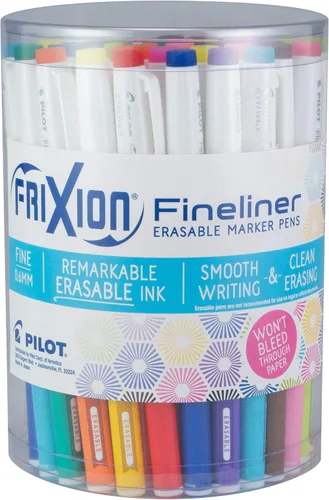 PILOT FriXion Fineliner rotuladores de punta fina con tinta que se puede borrar, tintas de colores surtidos, paquete de 36 unidades (12 colores